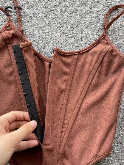 SINGREINY Patchwork Slim Camisole Women Backless Strap Y2K Crop Top Zipper Streetwear Ladies Fashion Sexy Club Summer Tank Top