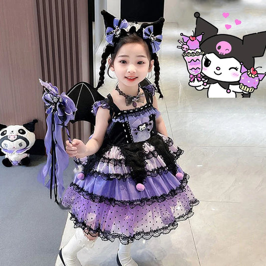 Halloween Sanrio Cosplay Princess Dress Kuromi Lolita Christmas Children's Costume Dresses Puffy Skirt Suit Cute Girls Dress