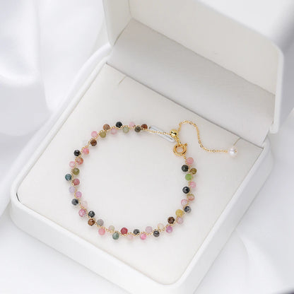 3MM Natural Stone Tourmaline Bracelet For Women  on Hand Jewelry Party Wedding Luxury Gift  AmethystSet Handmade New In