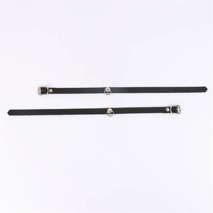 Ankle Belt Black O-Ring Ankle Punk Leather Feather Anklet Men's Women Alloy Pendant Accessories YK2 Ankle Belt