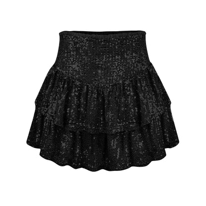 2024 Fashion Party Evening Clothes for Women Summer Sexy Elastic High Waist Sequin Mini Pleated Skirts Streetwear Short Dress