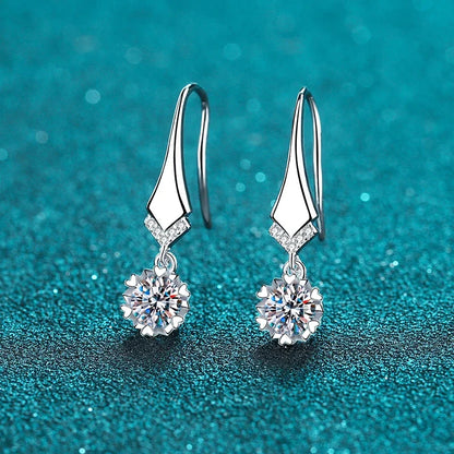 NeeTim 1ct 0.5ct Dカラー モアサナイト ドロップピアス レディース S925シルバー ラボダイヤモンド 婚約 結婚式 パーティー 雪の結晶ピアス