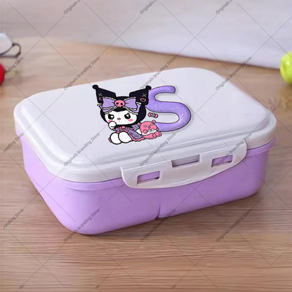Kuromi 26 Letters Lunch Box Kawaii Girl Portable Bento Rice Boxs Student Hermetic Food Crisper Single Layer Capacity Kids Gift