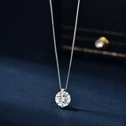 2CT Dカラー モアサナイト シンプル ペンダント ネックレス 証明書付き 925スターリングシルバー レディース ネックレス ファインジュエリー ウェディングギフト