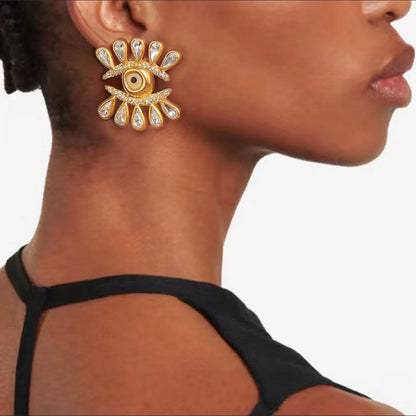 New Jewelry & Accessories Retro Style Eye Shaped Crystal Ear Clip Earrings For Women's Parties & Gifts