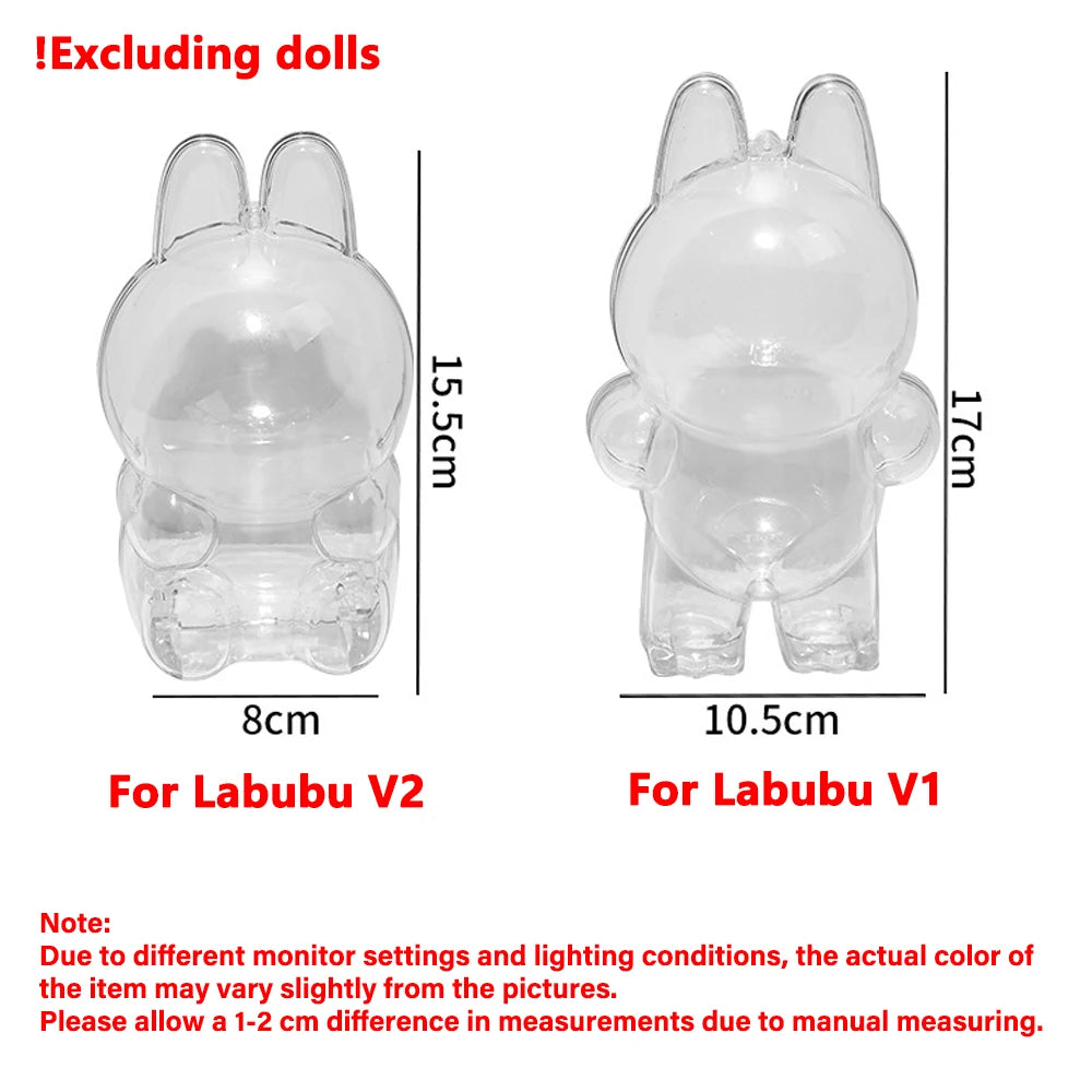Labubu V1/V2/V3用透明保護カバー ポータブル収納ケース 防塵ディスプレイバッグ オーガナイザードールアクセサリー