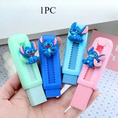 Stitch Push Pull Eraser Cartoon Resin Correction Erasers Writing Pencil Clean Up Students Stationery Office School Supplies