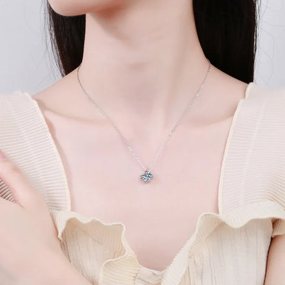 Smyoue 1ct VVS Moissanite Necklace for Women Simulated Lab Diamond Pendant Gift 100% Sterling Silver Wedding Jewelry Four-claw