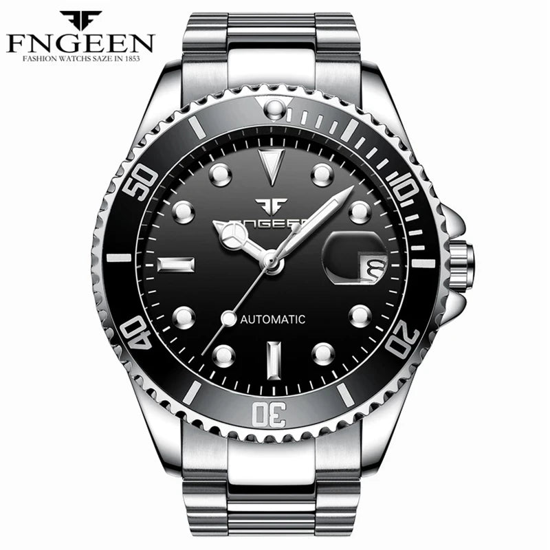 2025 FNGEEN 9001 Luxury Brand Men Watch Steel Tourbillon Skeleton Mechanical Watches Luminous Automatic Date Diamond Wristwatch