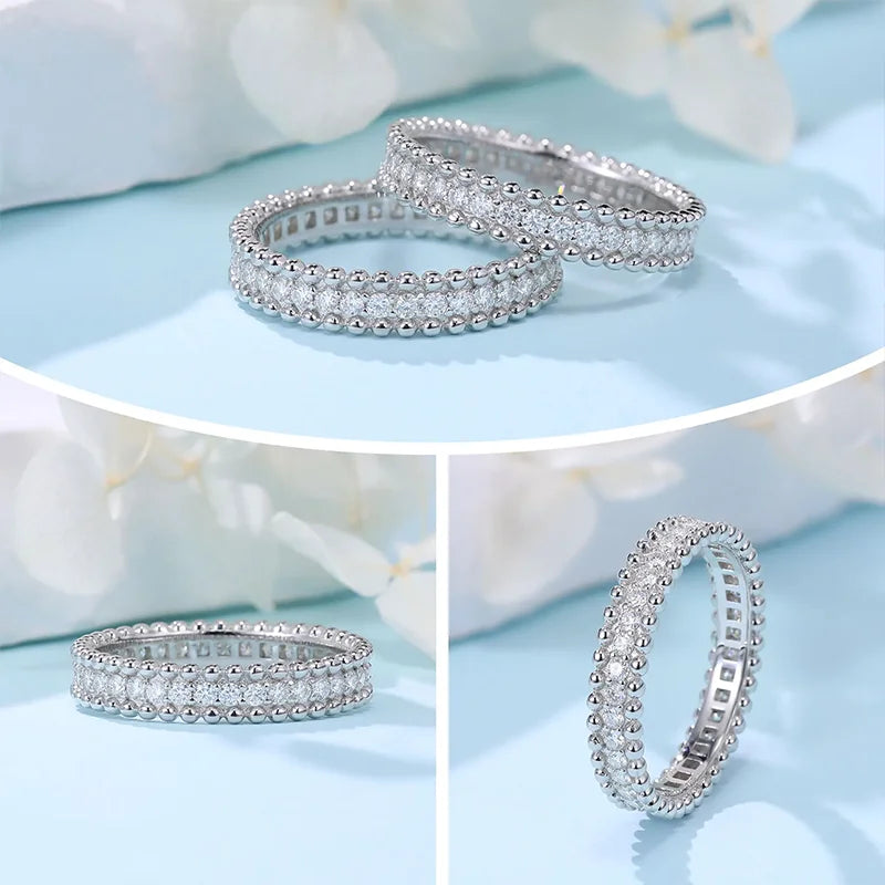 S925 Silver Ful Moissanite 2.5mm Ring GRA Certified Plated 18k D Color VVS1 Diamond Wedding Party Rings Women Exquisite Jewelry