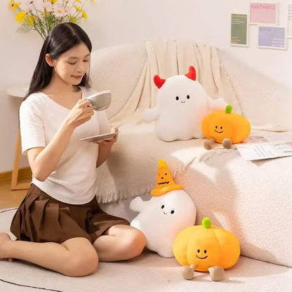 Latest Halloween Ghost Pumpkin Doll Stuffed Plush Toy Handmade Doll Cartoon Anime Cute Birthday Gift for Friends Fun Doll