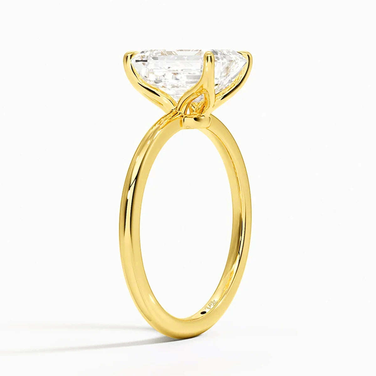 Classic 14K Gold Ring Certificate Emerald Cut Moissanite Diamond Rings 1ct 2ct 3ct Au585 K Gold Wedding Fine Jewelry for Women