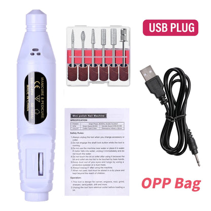 LINMANDA 6 in 1 電動ネイルドリルキット ネイルポリッシャー マニキュア ポータブルネイルファイル ネイルドリル機器 ペンツール マシン