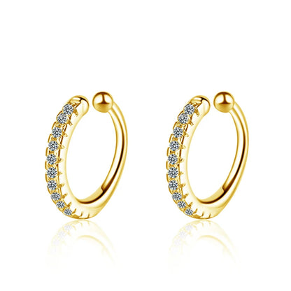 Punk Rock Unisexual U Type Zircon Clip Earrings 925 Sterling Silver C Shape Rhinestone Ear Bones Nose Clip Women&Men Jewelry