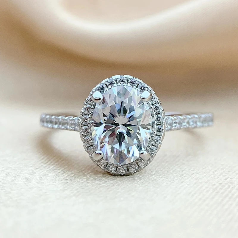 Smyoue オーバルカット 1CT 2CT 3CT Dカラー モアサナイトリング レディース用 ラボダイヤモンド ウェディング プロミスバンド S925 スターリングシルバージュエリー