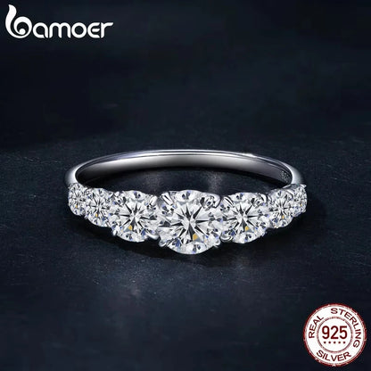 Bamoer Dカラー VVS1 EX モアッサナイトリング 繊細なラボダイヤモンドリング 925スターリングシルバー レディース 婚約指輪 ウェディングジュエリー