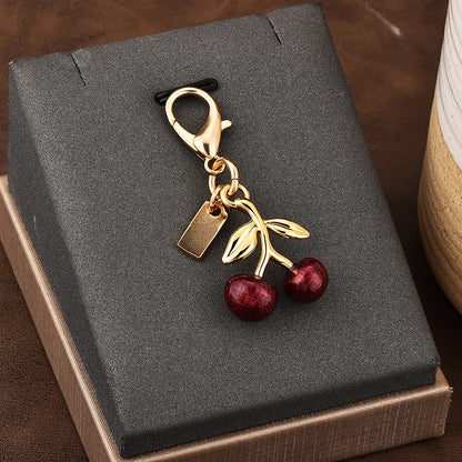 Fashion Bear Cherry Letter C Flower Keychains For Women Metal Y2K Exquisite Bag Pendant Car Key Ring Jewelry Gift Accessories