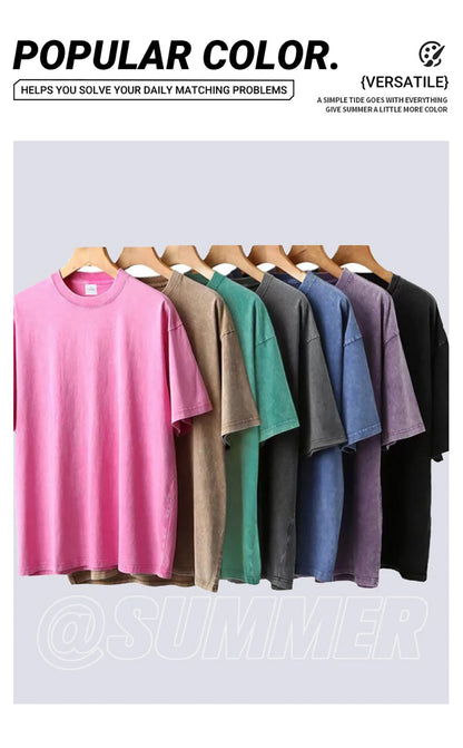 Earnivorous Plant Pattern Washed T-Shirts Men Breathable Cotton Casual T Shirt Soft Summer Comfortable Crewneck Short Sleeve