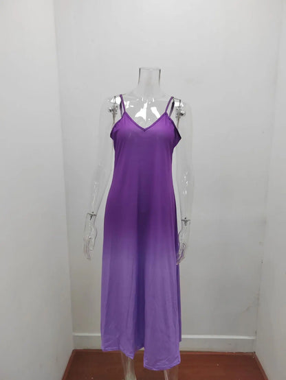 Plus Size 4XL 5XL Women's Summer Casual Loose Strap Dress Sexy Beach Boho Maxi Dress Large Size Long Dresses Female Robe Femme