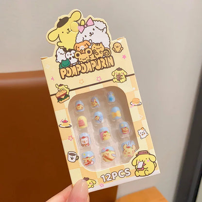 Sanrio Children's Nail Patch Cartoon Hello Kitty Kuromi Nail Sticker Detachable Girl Nails Sweet Lovely Nail Stickers Toy Gift
