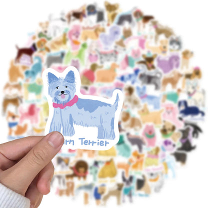 100PCS Cartoon Cute Dog Series Creative Stickers Decorative Luggage Skateboarding Animal Graffiti Toy Stickers