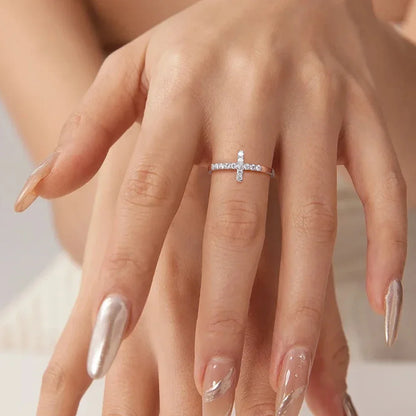 M-JAJA Moissanite Ring Original 925 Sterling Silver 3mm D Color VVS1 Cross Wedding Bands for Women Couple Promise Rings Jewelry