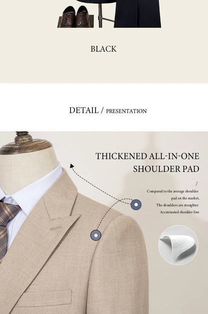 ST Cassy Elegant man suit for wedding peach Slim Fit Double Breasted Multiple buttons Casual Business man 2 piece outfit set