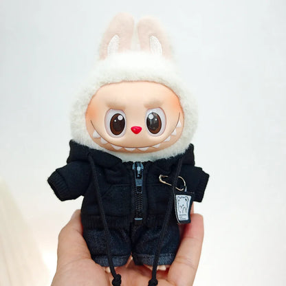 かわいいぬいぐるみカジュアルフーディー ブラックスーツ ファッションスウェットシャツジャケット アウトフィット服 Labubu服 ギフト