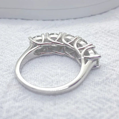 NeeTim 5mm 6.5mm Full Moissanite Ring for Women S925 Sterling Silver Eternity Sparkling Diamond Band Wedding Rings Jewelry