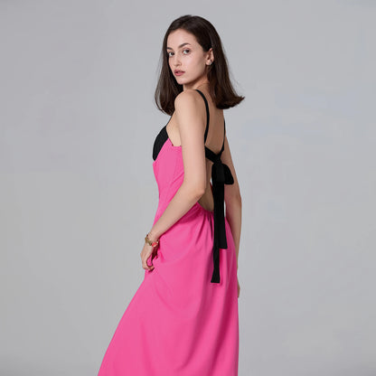 Puloru Night Clubbing Party Dresses Women Patchwork Backless Sleeveless Loose Fit Slips Long Dress Gown Evening Vestidos