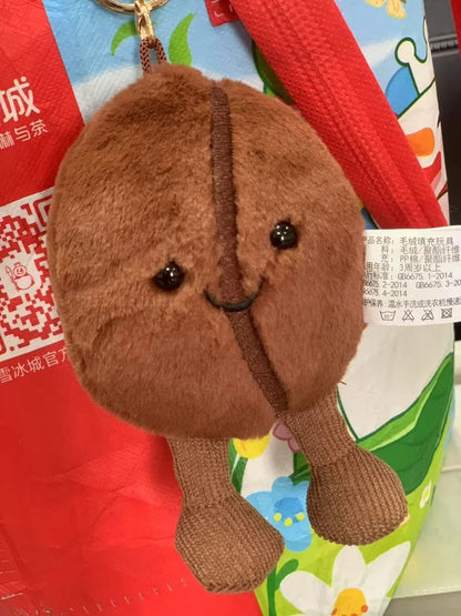 Jellycat コーヒー豆バッグペンダント 漫画ぬいぐるみ 笑顔のコーヒーフードぬいぐるみ かわいいキーチェーン ソフトドール 誕生日プレゼント 女の子