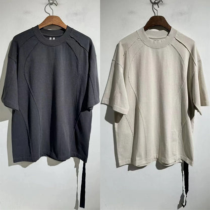 RO deconstruction splicing cut solid color short sleeved T-shirt Men Women High Quality Short Sleeve T Shirt Top Tees