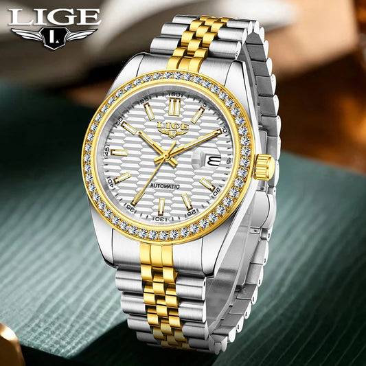 LIGE 2025 New Automatic Watches For Men Business Fashion Mechanical Mens Watch Waterproof Luminous Tourbillon Wristwatch Reloj
