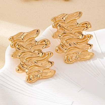 Irregularly Pleated Stud Earrings For Women Girls Geometric Ear Accessories Fashion Jewelry Holiday Party Gift OL EE086