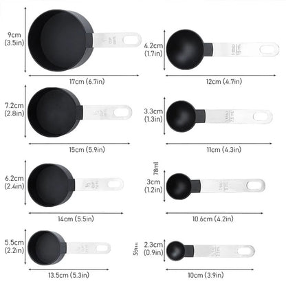 4PCS/8PCS plastic measuring cup Spoon Set Stainless Steel handle Kitchen Baking Tools Accessories Weighing gadgets