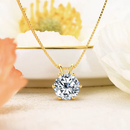 Lnngy 6.5mm 1CT Moissanite Earrings Pendant Necklace Original 925 Sterling Silver Earring For Valentine's Day Jewelry Set Gift