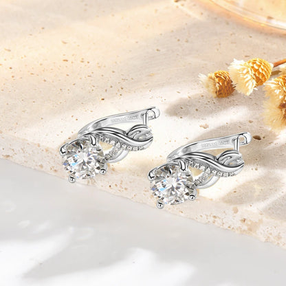 IOGOU ラグジュアリー 6.0CTW 8MM VVS1 モアサナイト ジュエリーセット 925シルバー インフィニティ ペンダント ネックレス ドロップ フープ ピアス セット レディース ギフト