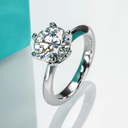 AnuJewel 1カラット 2カラット 3カラット 5カラット Dカラー モアサナイト 婚約指輪 レディース 925スターリングシルバー ゴールドメッキ ソリティアリング 卸売り