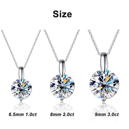 KNOBSPIN D VVS1 モアサナイト ネックレス ダイヤモンド ペンダント 1-3ct GRA認定 s925 スターリングシルバー 18k ネックレス レディース かわいいギフト