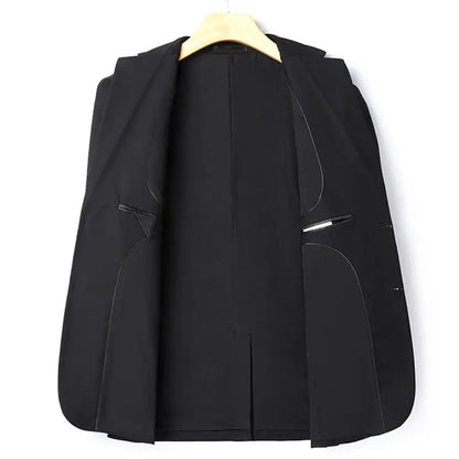 Suit (Blazer+pants) Fashion Business Gentleman Italian Style Slim Solid Color Professional Suit Wedding Groom Best Man Suit