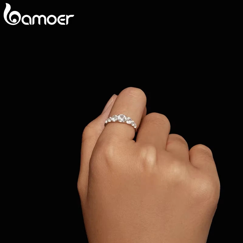 Bamoer Dカラー VVS1 EX モアッサナイトリング 繊細なラボダイヤモンドリング 925スターリングシルバー レディース 婚約指輪 ウェディングジュエリー