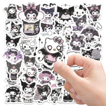 60pcs Kawaii Gothic Kuromi Stickers Hello Kitty for Kids Girls DIY Laptop Phone Diary Cute Cartoon Sanrio Sticker Decals