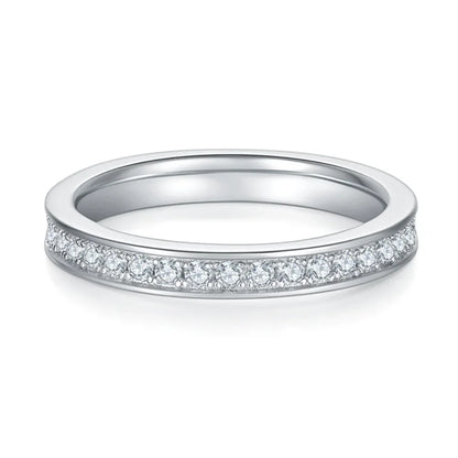 1.5mm Full Moissanite Rings for Women Eternity Wedding Band S925 Sterling Silver D Color Channel Set Lab Diamond Fine Jewelry