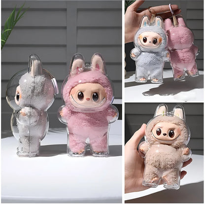 Labubuアクセサリー 透明保護カバー ぬいぐるみカバー Labubu I II ドールディスプレイバッグ ミニポータブル収納ボックス