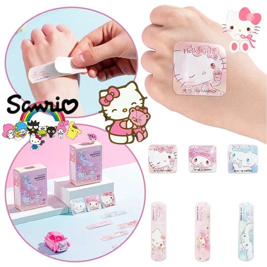 40Pcs Bandaid Sanrio Hello Kitty Hemostasis Bandages Melody Waterproof Dustproof Breathable Kids Emergency Band Aids Gift