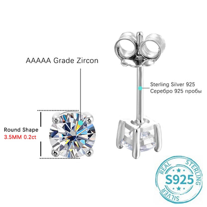 ALIZERO 2.0ct 8mm D Color Moissanite Earrings For Women Lab Grown Diamond Ear Studs 100% 925 Sterling Silver Fine Jewelry