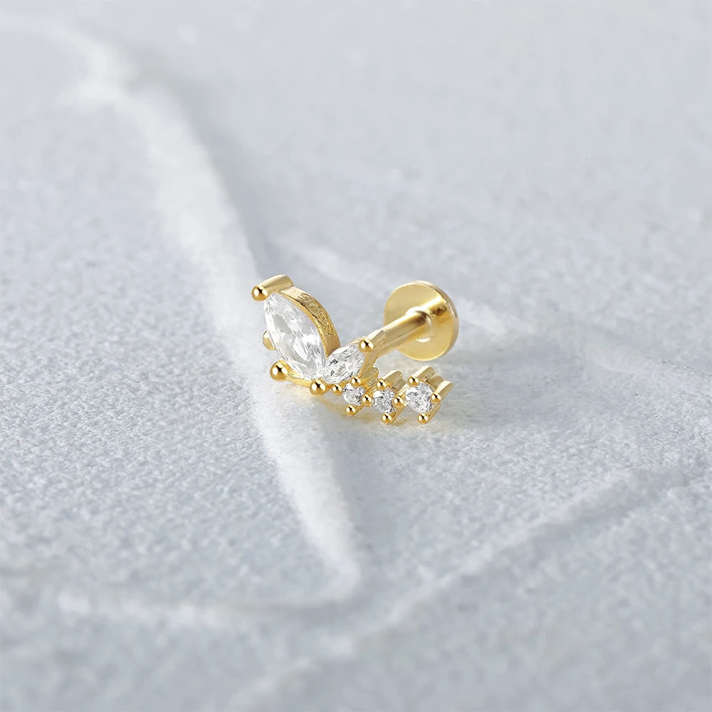 Aide 925 Sterling Silver 1pc Geometry Multi Piercing Stud Earrings For Women K Gold Simple Elegant Tassel Jewelry Gift Pendiente