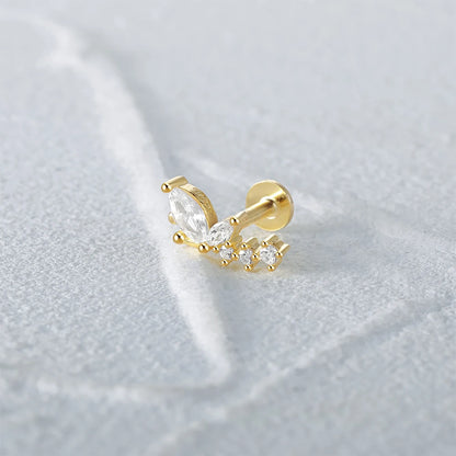 Aide 925 Sterling Silver 1pc Geometry Multi Piercing Stud Earrings For Women K Gold Simple Elegant Tassel Jewelry Gift Pendiente