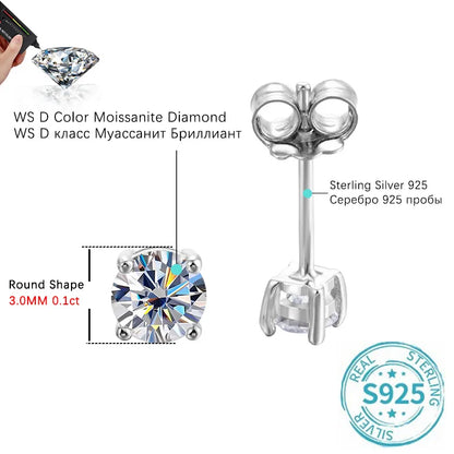 ALIZERO 2.0ct 8mm D Color Moissanite Earrings For Women Lab Grown Diamond Ear Studs 100% 925 Sterling Silver Fine Jewelry