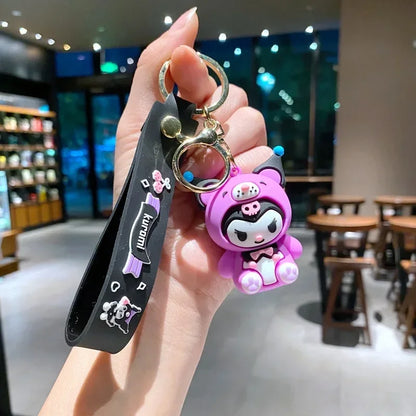Kawaii Sanrio Hello Kitty Keychain My Melody Kuromi Cinnamoroll Pompom Purin Pendant Keyring Cute Littletwinstars Keychains Toys